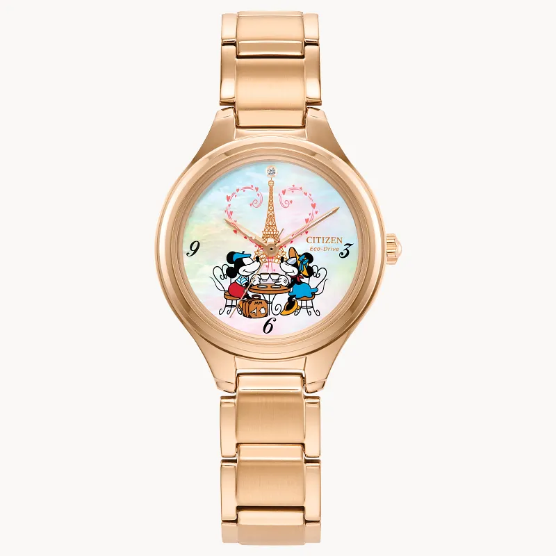 Mickey Mouse & Minnie Mouse Take Paris White Dial Stainless Steel Mickey Mouse & Minnie Mouse Take Paris White Dial Stainless Steel